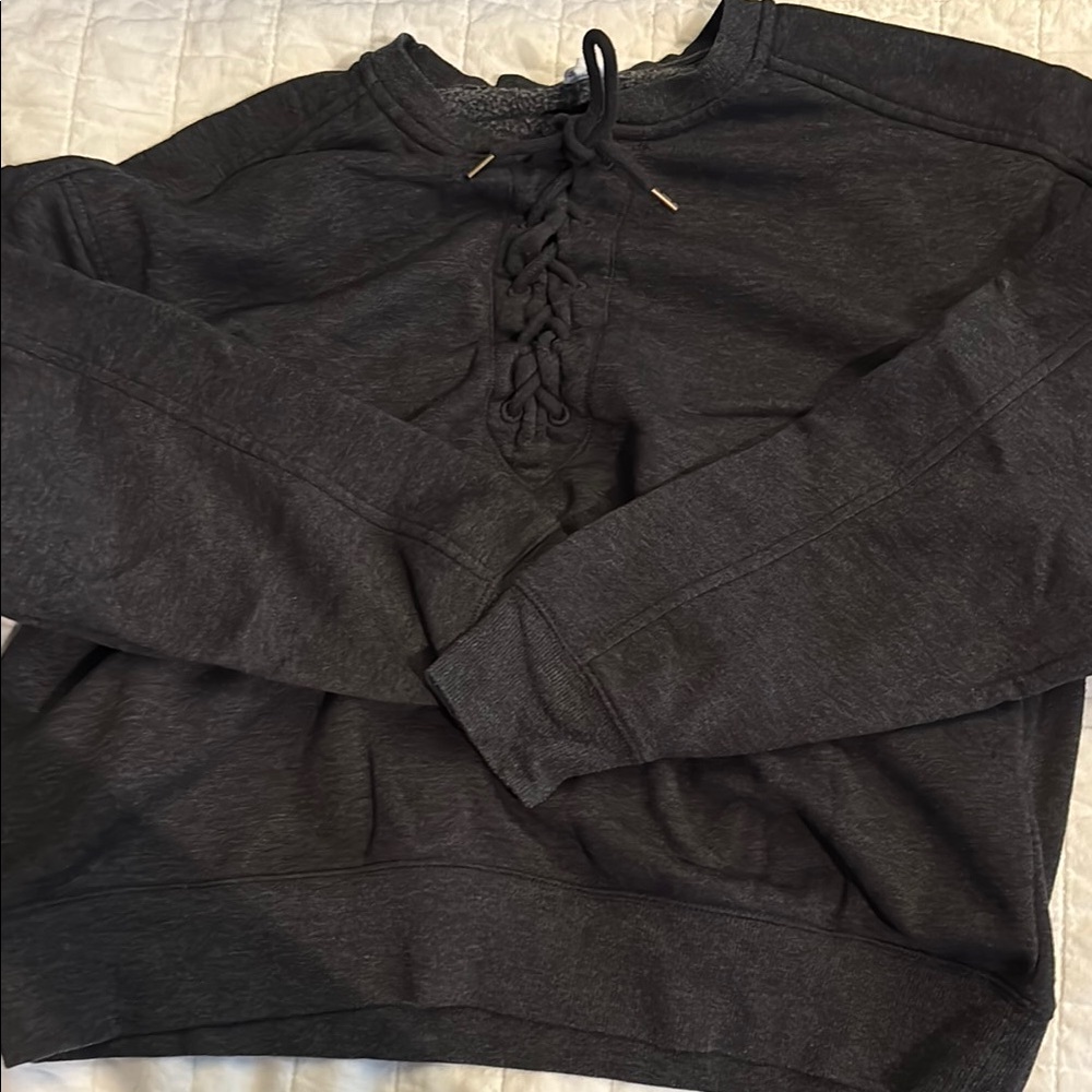 Old Navy Charcoal Gray Lace-Up Sweatshirt